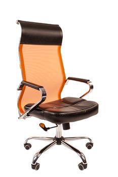 Офисное кресло Chairman 700 Россия экопремиум черный/сетка оранжевая 5007 н.м. - фото 26748