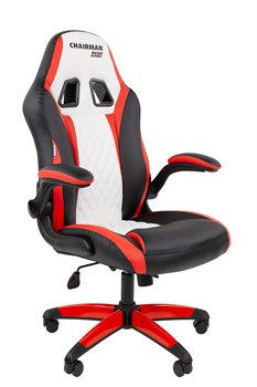 Кресло Chairman game 15 Россия экокожа черный/красный/белый - фото 44675