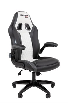 Кресло Chairman game 15 Россия экокожа черный/серый/белый - фото 44676